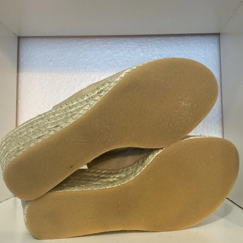 J Jill Womens Wedge Espadrille Slingback Open Toe Tan Sandals